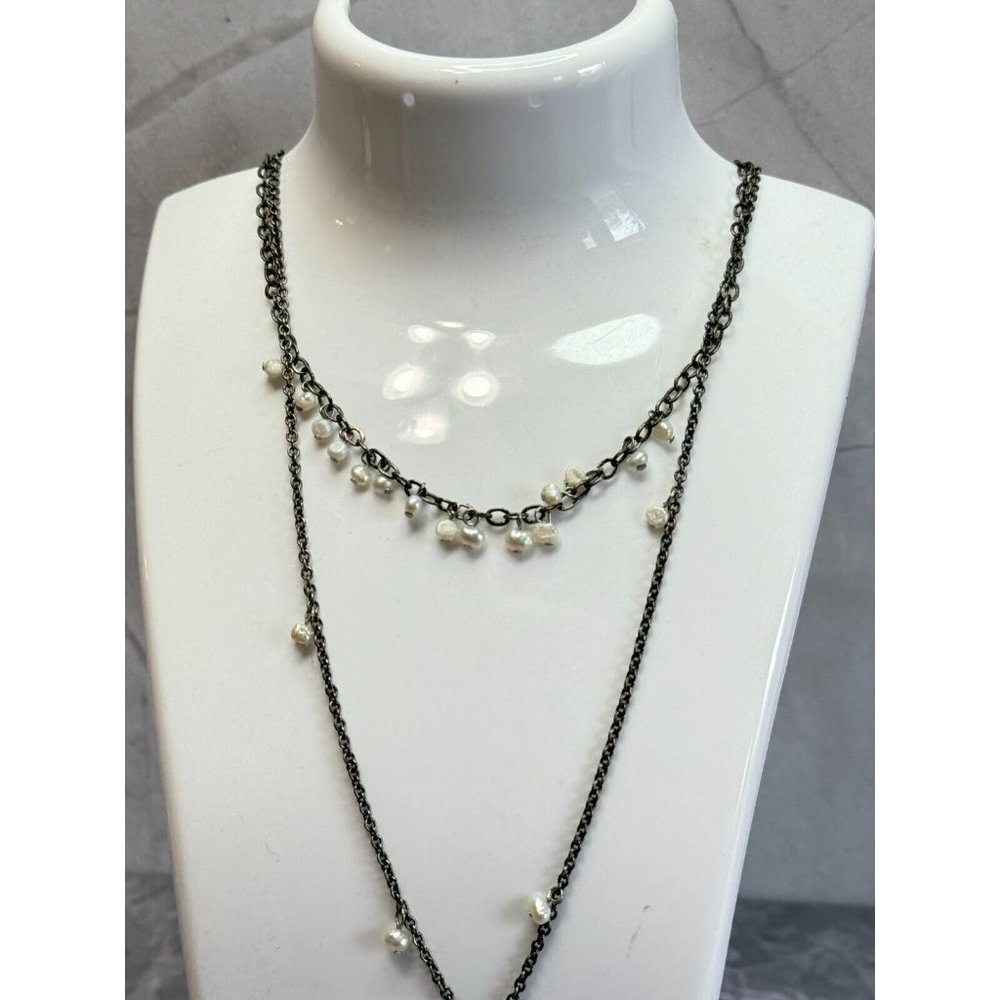 J Jill Long Layered Silver Necklace Southwestern Style With Feather Charms - Picture 4 of 12
